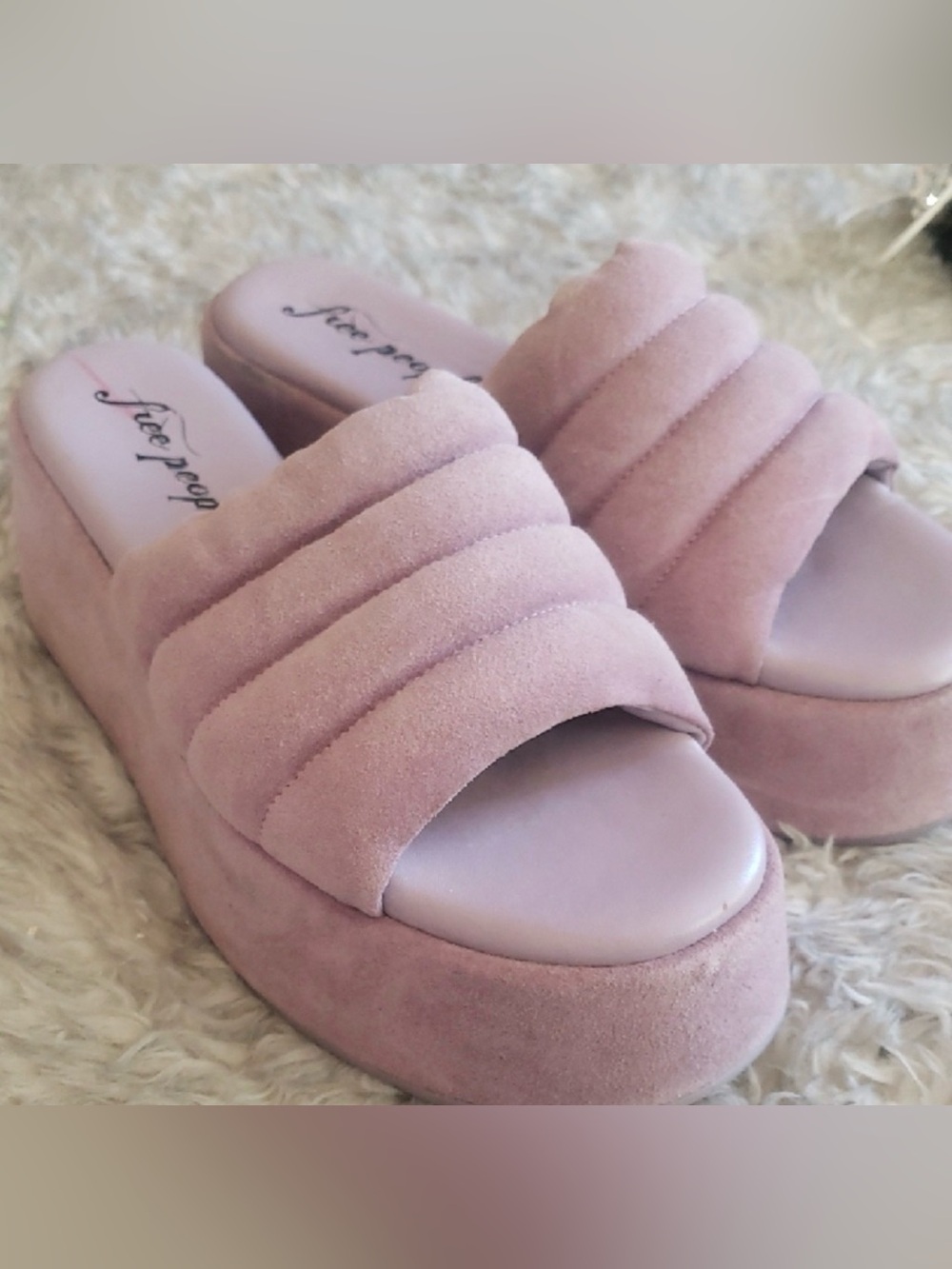 Free People Almost Paradise Flatform Sandals in Orchid Purple Suede
